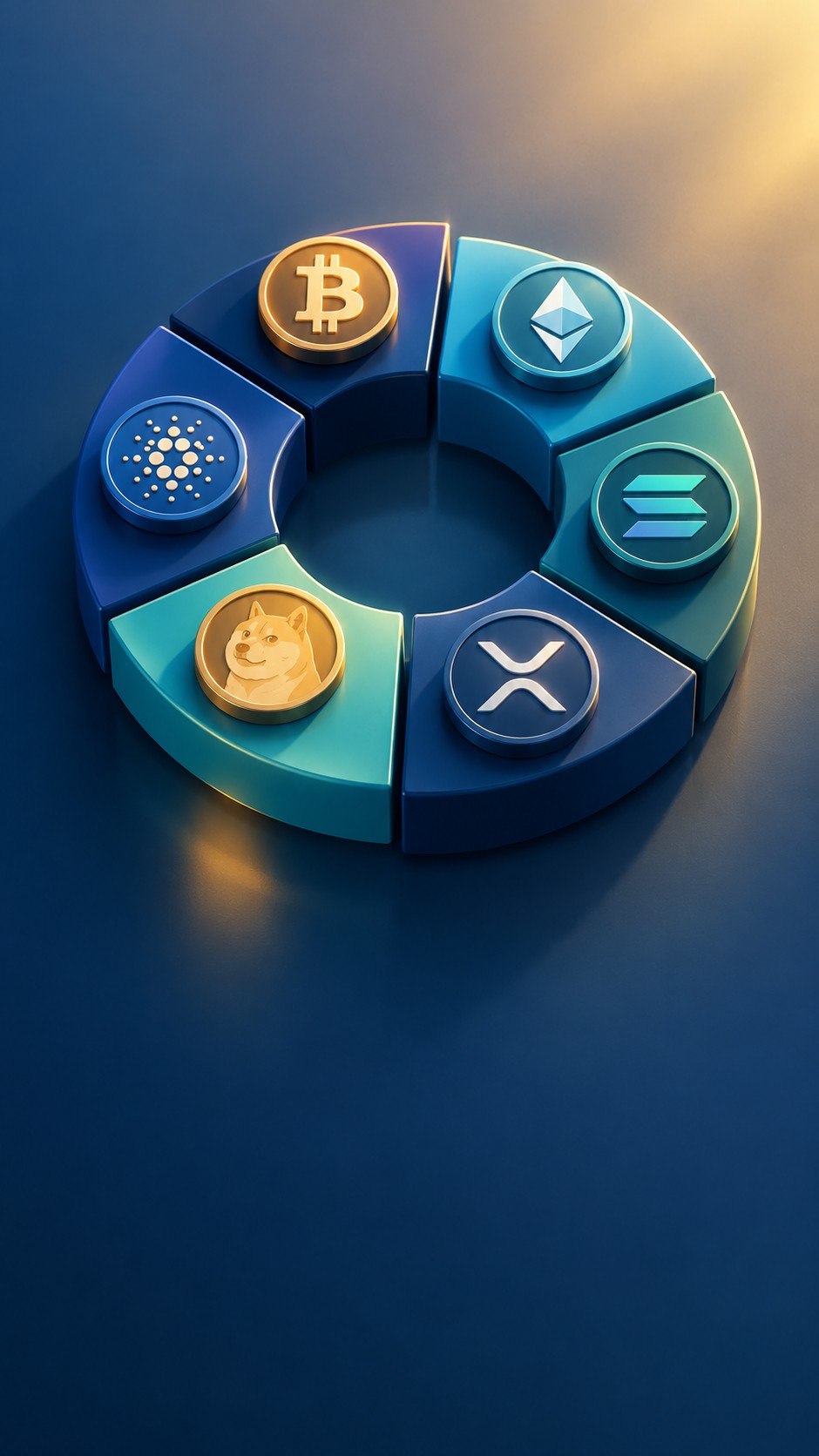 Donut chart made of assorted crypto coins